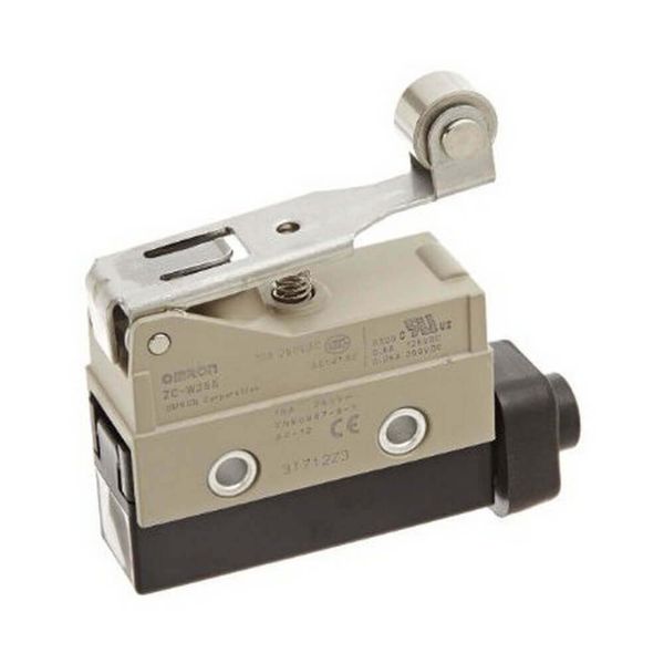 Enclosed basic switch, short hinge roller lever, SPDT, 15A image 2