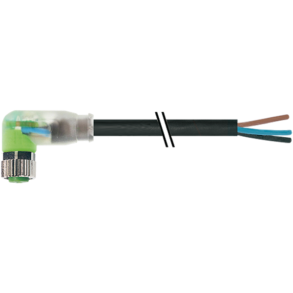 M8 female 90° A-cod. with cable LED NPN PVC 3x0.25 bk UL/CSA 5m image 1