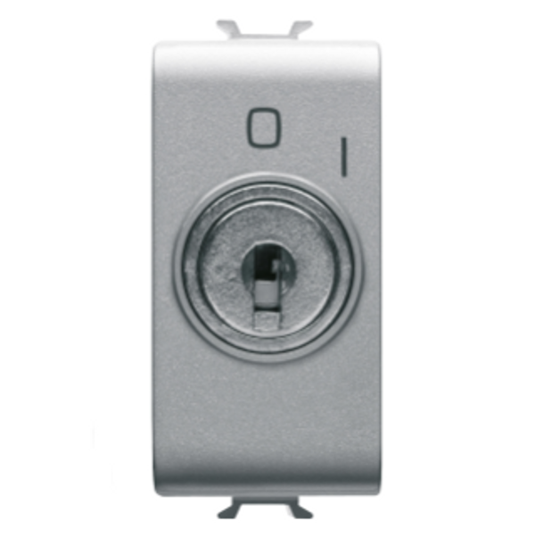 PUSH-BUTTON 2P 250V ac - NO 10A - WITH KEY - 1 MODULE - TITANIUM - CHORUSMART image 1