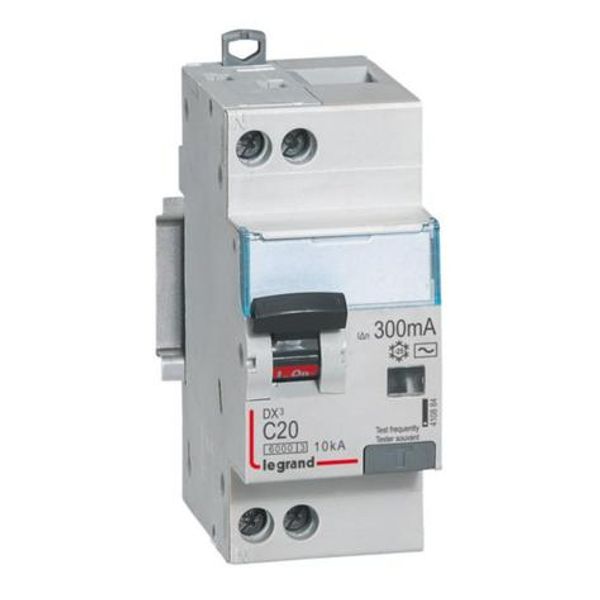 Monoblock differential circuit breaker DX³6000 10kA high inlet and low outlet U+N screw 230V~ - 20A - typeF 300mA image 1