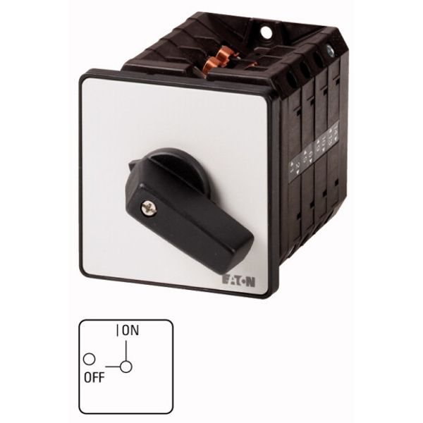 On-Off switch, T5B, 63 A, flush mounting, 1 contact unit(s), 1 pole, with black thumb grip and front plate image 1