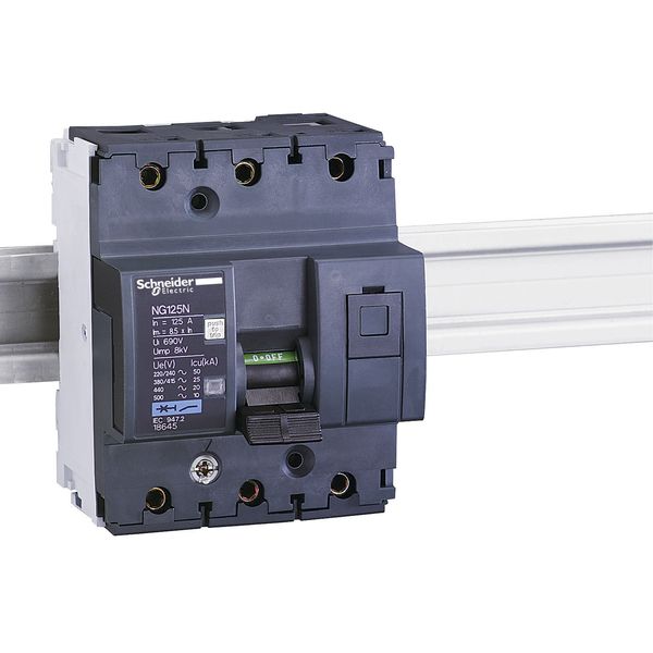 Miniature circuit-breaker, Acti9 NG125N, 3P, 25 A, C curve, 25 kA (IEC 60947-2) image 1