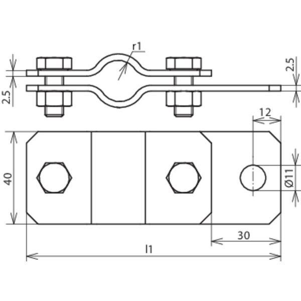 Earthing pipe clamp D 27mm with bore D 11mm StSt image 2