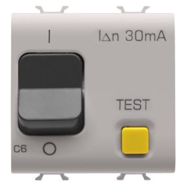 RESIDUAL CURRENT BREAKER WITH OVERCURRENT PROTECTION - C CHARACTERISTIC - CLASS A - 1P+N 6A 230Vac 30mA - 2 MODULES - NATURAL SATIN BEIGE - CHORUSMART image 1