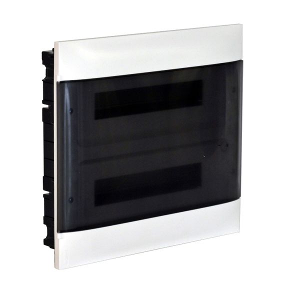 LEGRAND 2X18M FLUSH CABINET SMOKED DOOR E + N  TERMINAL BLOCK FOR DRY WALL image 1