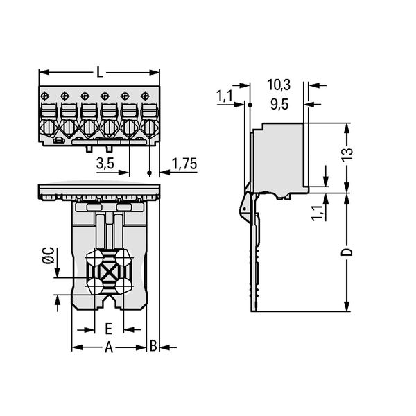 1-conductor female connector push-button Push-in CAGE CLAMP® light gra image 3