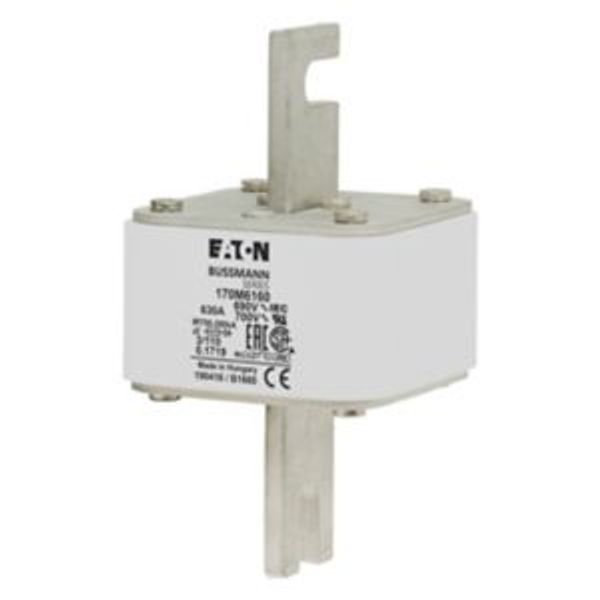 Fuse-link, high speed, 630 A, AC 690 V, DIN 3, 76 x 90 x 139 mm, aR, DIN, IEC, single indicator image 4