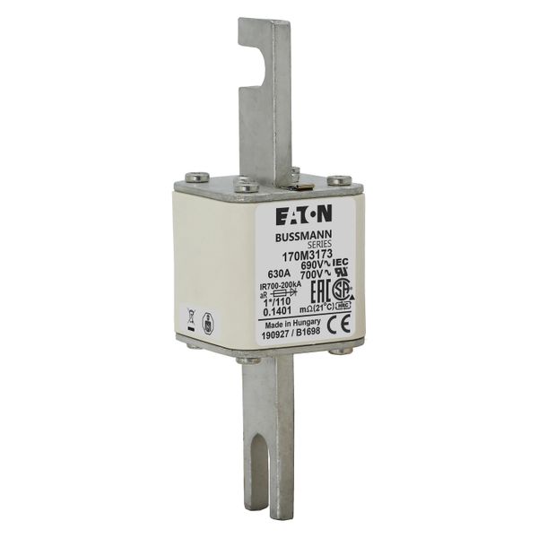 Fuse-link, high speed, 630 A, AC 690 V, compact size 1, 45 x 45 x 134 mm, aR, DIN, IEC, single indicator image 15