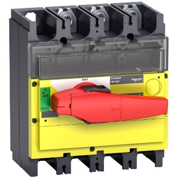 switch disconnector, Compact INV400, visible break, 400 A, with red rotary handle and yellow front, 3 poles image 2