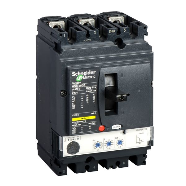 circuit breaker ComPact NSX100B, 25 kA at 415 VAC, MicroLogic 2.2 trip unit 100 A, 3 poles 3d image 3