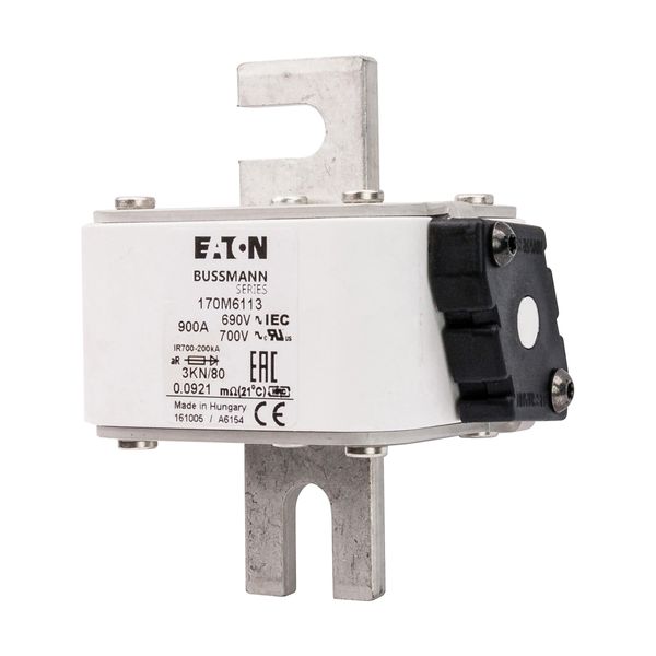 Fuse-link, high speed, 900 A, AC 690 V, DIN 3, 76 x 92 x 109 mm, aR, DIN, IEC, single indicator image 6