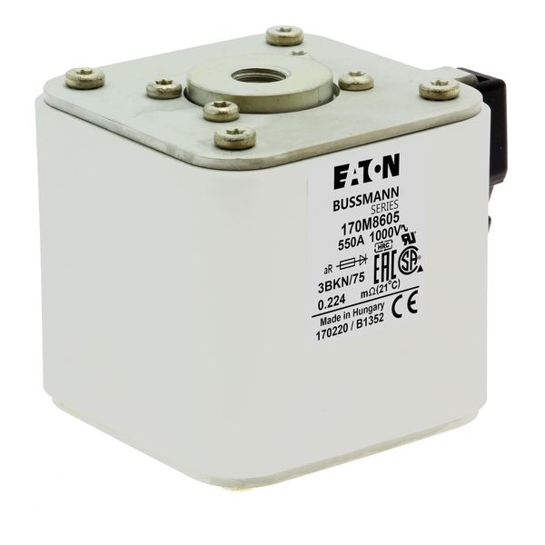 Fuse-link, high speed, 550 A, AC 1000 V, size 3, 74 x 92 x 76 mm, aR, IEC, UL, single indicator image 16