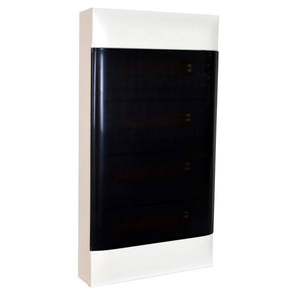 LEGRAND 4X18M SURFACE CABINET SMOKED DOOR EARTH + NEUTRAL TERMINAL BLOCK image 1