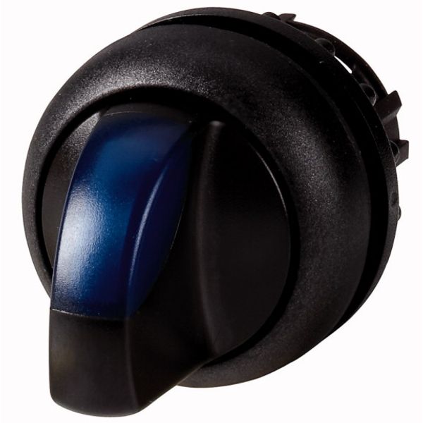 Illuminated selector switch actuator, RMQ-Titan, With thumb-grip, maintained, 2 positions (V position), Blue, Bezel: black image 1