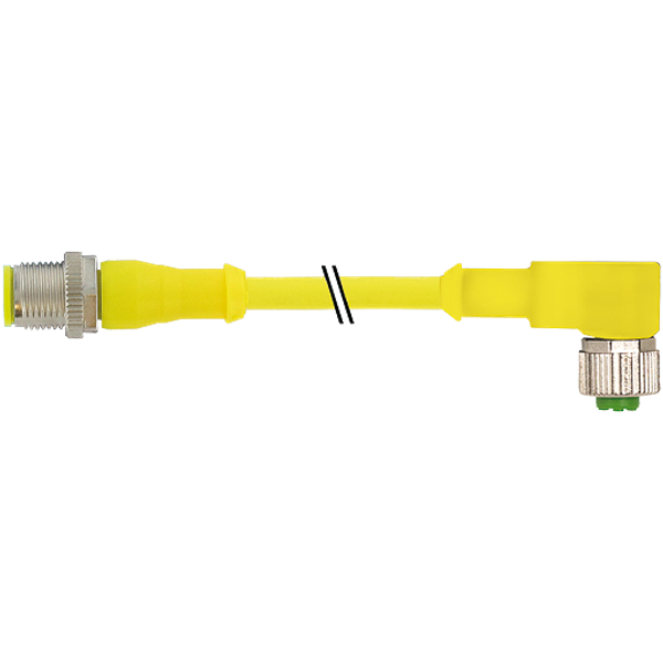 M12 male 0° / M12 female 90° A-cod. AIDA PUR 5x0.34 ye +drag ch. 5m image 1