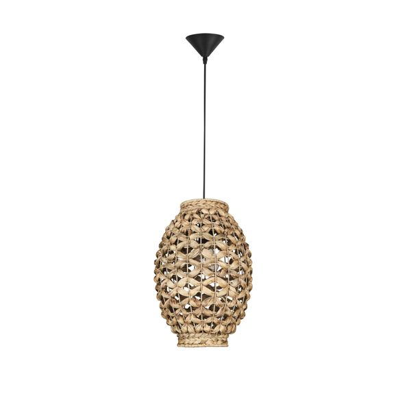 Dried Water Hyacinth  Black Fabric Wire & Base  LED E27 1x12 Watt 230 Volt  IP20 Bulb Excluded  D: 24.5 H1: 35.5 H2: 215 cm Adjustable height image 1