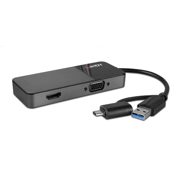 USB 3.0 Type A and C to HDMI & VGA Converter Connect an HDMI® or VGA display to the USB 3.0 Type A or Type C port image 1