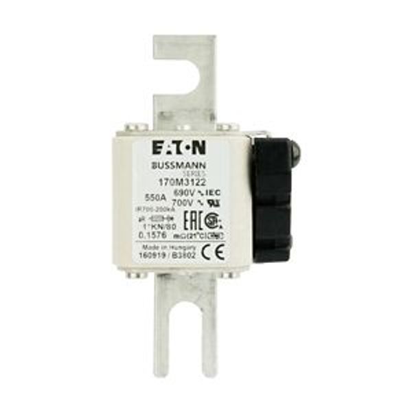 Fuse-link, high speed, 550 A, AC 690 V, compact DIN 1, 45 x 59 x 104 mm, aR, DIN, IEC, single indicator image 4