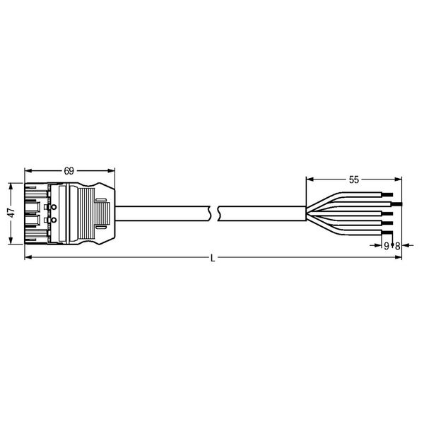 pre-assembled connecting cable;Eca;Plug/open-ended;blue image 3