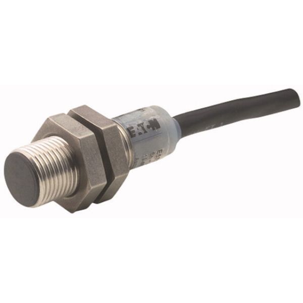 Proximity switch, E57 Premium+ Short-Series, 1 N/O, 3-wire, 6 - 48 V DC, M12 x 1 mm, Sn= 2 mm, Flush, NPN, Stainless steel, 2 m connection cable image 1