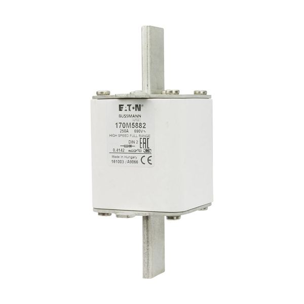 Fuse-link, high speed, 250 A, AC 690 V, DIN 2, 60 x 74 x 150 mm, gR, DIN, IEC, single indicator image 1