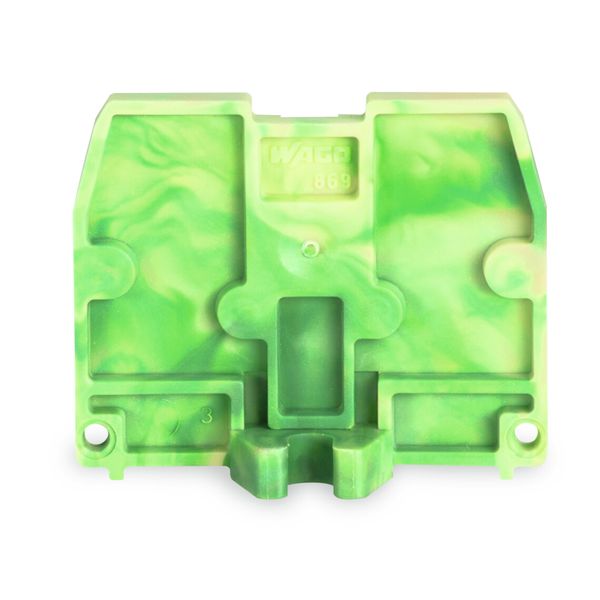 End plate with fixing flange M3 2.5 mm thick green-yellow image 1