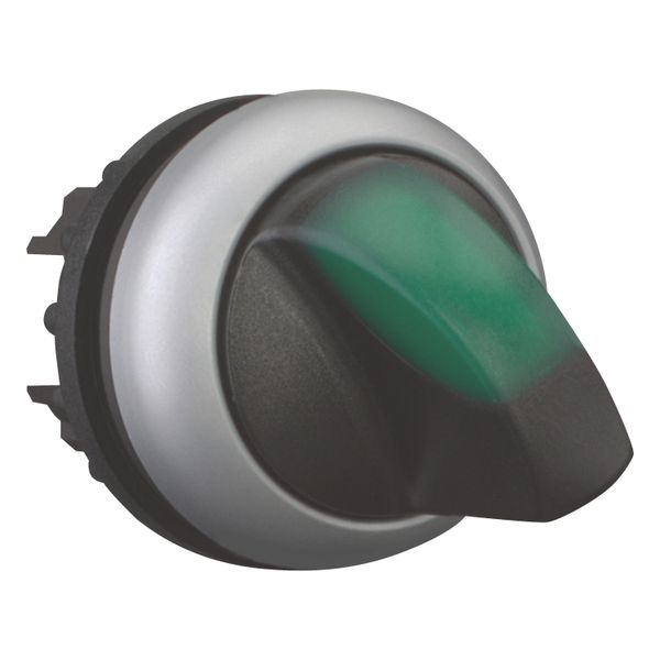 Illuminated selector switch actuator, RMQ-Titan, With thumb-grip, maintained, 2 positions (V position), green, Bezel: titanium image 7