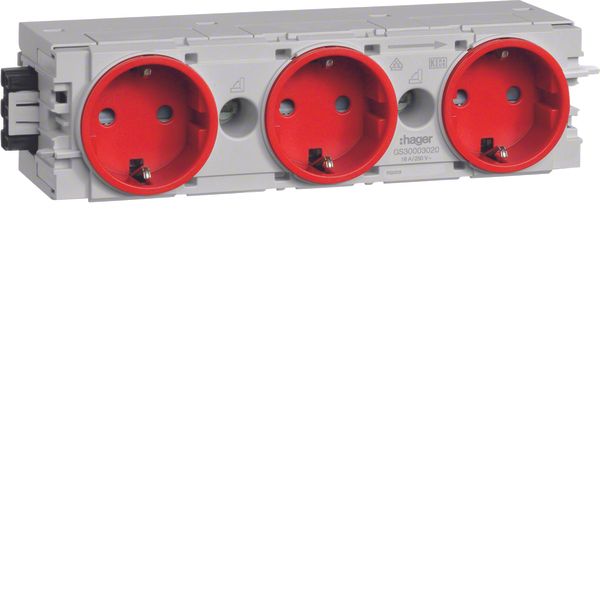 Socket-outlet 3-gang Wago C-Profile red image 1