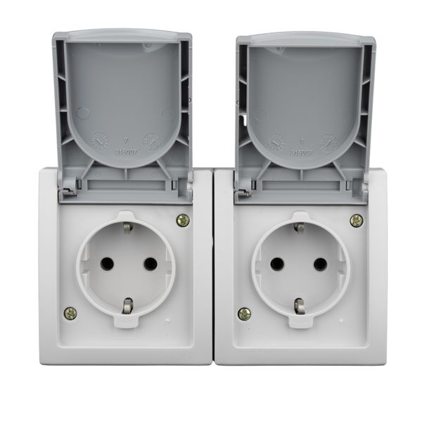 Horizontal combination two-gang socket outlet, VISIO IP54 image 2