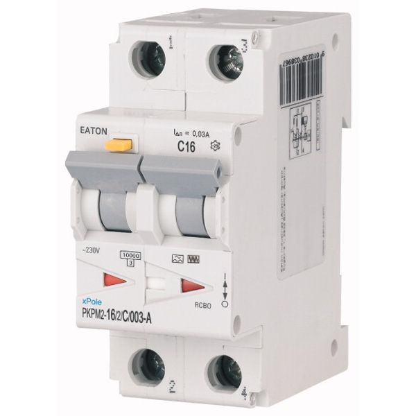 RCD/MCB combination, 16 A, 30 mA, MCB trip characteristic: C, 2p, RCD trip characteristic: A image 1