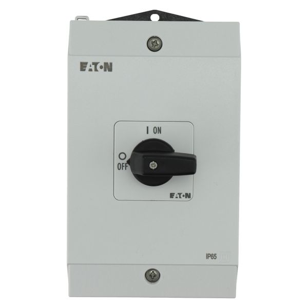 On-Off switch, P1, 40 A, surface mounting, 3 pole, 1 N/O, 1 N/C, with black thumb grip and front plate image 13