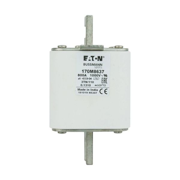 Fuse-link, high speed, 800 A, AC 1000 V, DIN 3, 74 x 90 x 139 mm, aR, DIN, IEC, single indicator image 8