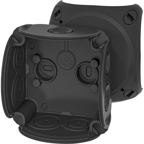 Junction box for indoor installation, black, IP 66, with el. membranes, 84x84x55mm, without terminals (62000465) image 1