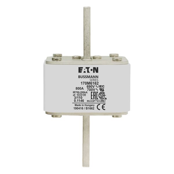 Fuse-link, high speed, 800 A, AC 690 V, DIN 3, 76 x 90 x 139 mm, aR, DIN, IEC, single indicator image 5