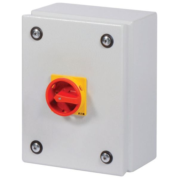 Main switch, T0, 20 A, surface mounting, 4 contact unit(s), 8-pole, Emergency switching off function, With red rotary handle and yellow locking ring, image 6