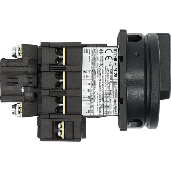 Main switch, P1, 25 A, flush mounting, 3 pole + N, STOP function, With black rotary handle and locking ring, Lockable in the 0 (Off) position image 23