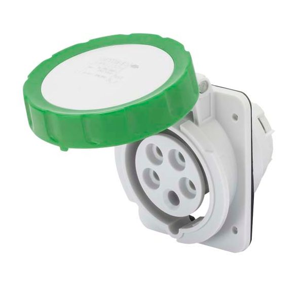 10° ANGLED FLUSH-MOUNTING SOCKET-OUTLET HP - IP66/IP67 - 2P+E 32A >50V 100-300HZ - GREEN - 10H - SCREW WIRING image 2