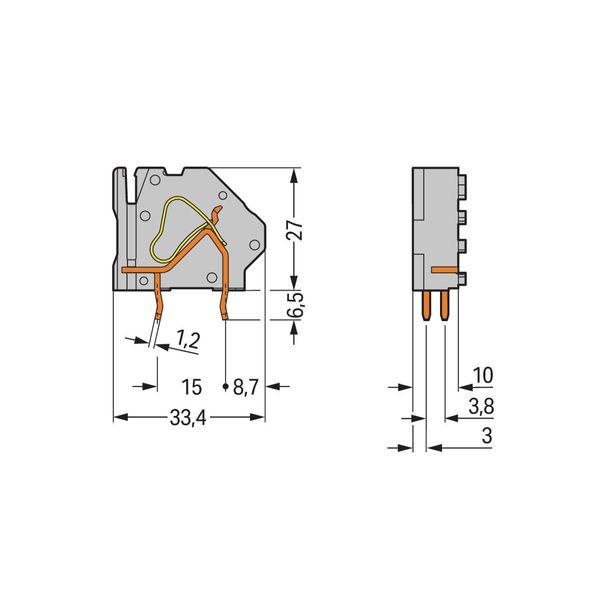 Stackable PCB terminal block 16 mm² Pin spacing 10 mm light gray image 2