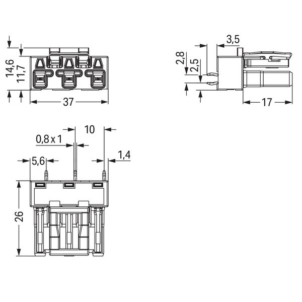 Socket for PCBs straight 3-pole white image 8