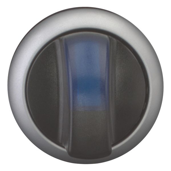 Illuminated selector switch actuator, RMQ-Titan, With thumb-grip, momentary, 3 positions, Blue, Bezel: titanium image 4