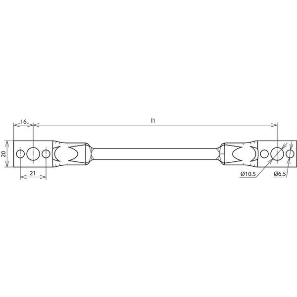 Bridging cable Cu 16mm² L 200mm with 2 cable lugs, bore 10.5, and 2x6. image 2
