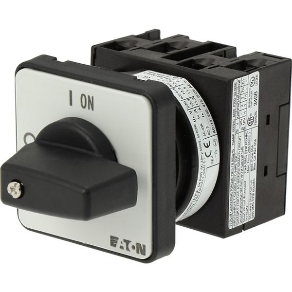 On-Off switch, T0, 20 A, flush mounting, 2 contact unit(s), 3 pole, with black thumb grip and front plate image 4