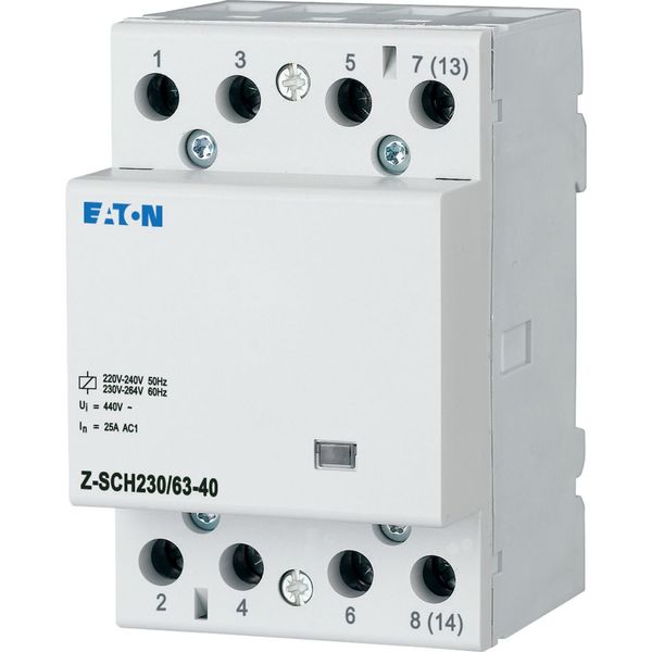 Installation contactor, 230VAC/50Hz, 4N/O, 63A, 3HP image 3