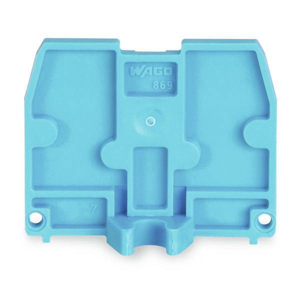 End plate with fixing flange M4 2.5 mm thick blue image 1