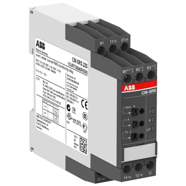 CM-SRS.C22S Current monitoring relay 2c/o,Trip=4A RMS, 24-240VAC/DC image 1