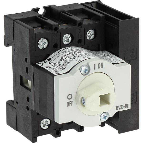 Main switch, P1, 25 A, rear mounting, 3 pole, 1 N/O, 1 N/C, Emergency switching off function, Lockable in the 0 (Off) position, With metal shaft for a image 53