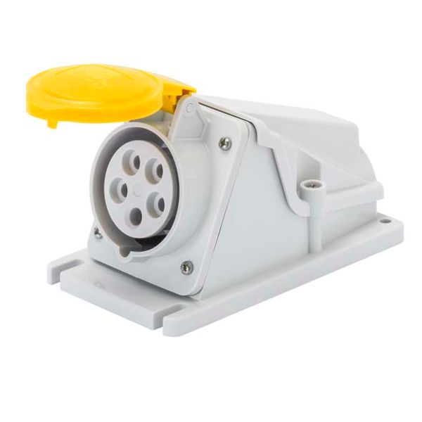 90° ANGLED SURFACE-MOUNTING SOCKET-OUTLET - IP44 - 2P+E 16A 100-130V 50/60HZ - YELLOW - 4H - SCREW WIRING image 2