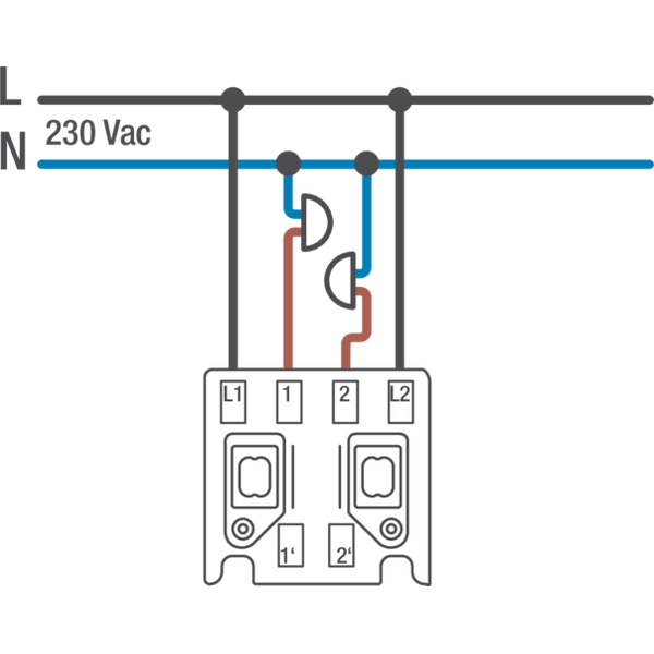 Splashproof, non-illuminable double push button 10 A/250 Vac with 2 N. image 2