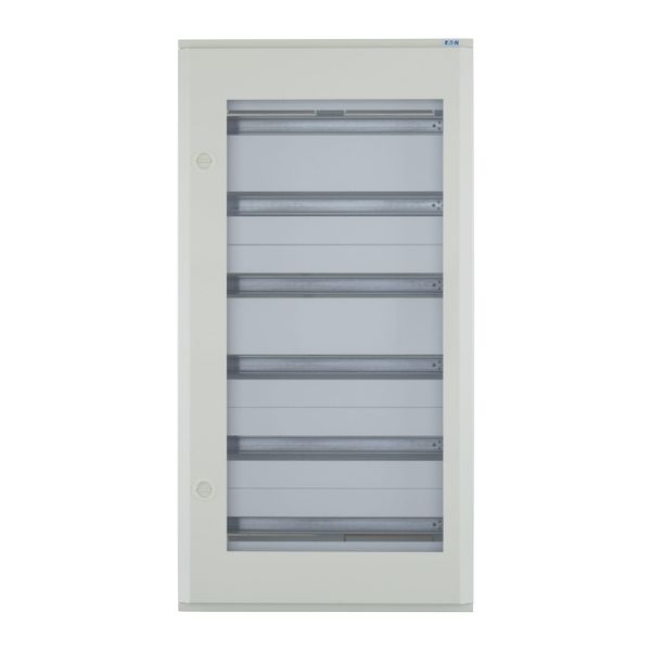 Complete surface-mounted flat distribution board with window, white, 24 SU per row, 6 rows, type C image 6