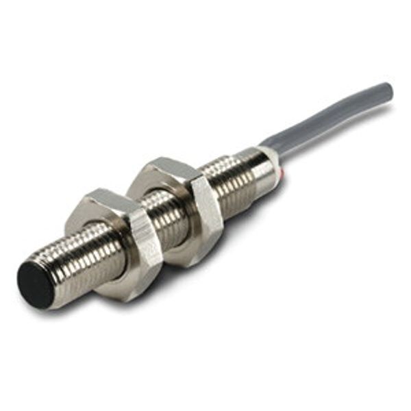 Proximity switch, E57 Global Series, 1 N/O, 3-wire, 10 - 30 V DC, M8 x 1 mm, Sn= 1 mm, Flush, NPN, Stainless steel, 2 m connection cable image 1